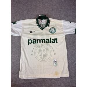 Vintage 90s Palmeiras Away Soccer Jersey Mens Medium White Green Reebok Athletic